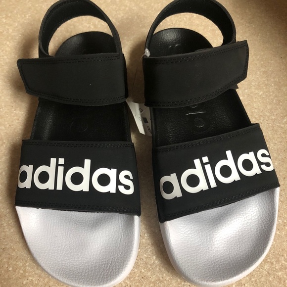 adidas Shoes - {ADIDAS} black and white adilette sandals
